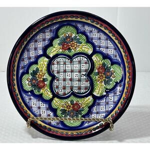 Mexican Talavera Arte Cruz Puebla Mexico Majolica 8" Plate Folk Art‎ Pottery